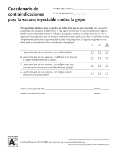Cuestionario de contraindicaciones para la vacuna inyectable