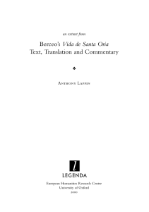 Berceo`s Vida de Santa Oria Text, Translation and Commentary