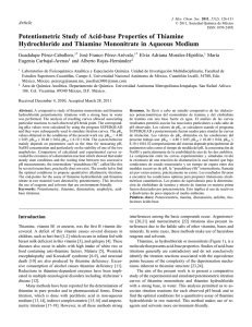 Potentiometric Study of Acid-base Properties of Thiamine