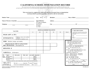 california school immunization record