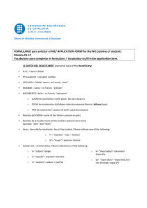 APPLICATION FORM for the NIE (relative of student) Modelo EX