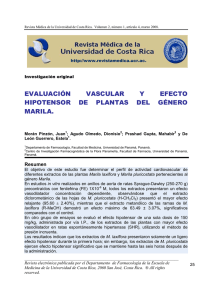 EVALUACIÓN VASCULAR Y EFECTO HIPOTENSOR DE PLANTAS