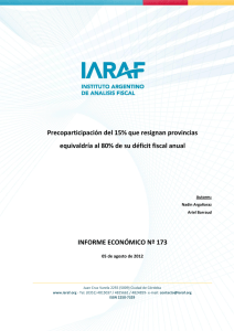 Precoparticipación del 15% que resignan provincias equivaldría al