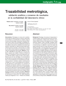 Trazabilidad metrológica, validación analítica y