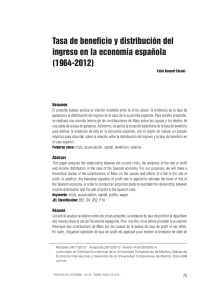 Tasa de beneficio y distribución del ingreso en la economía española