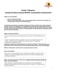 Grade 2 Spanish, sample Evidencebased Written