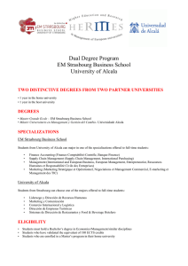 Dual Degree Program EM Strasbourg Business School University of