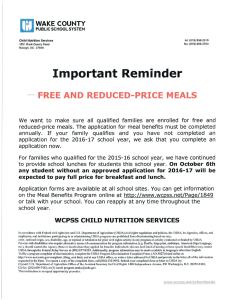 Page 1 "WAKE county PUBLIC SCHOOL SYSTEM Child Nutrition