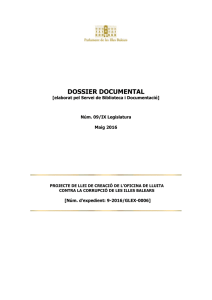 Dossier documental. Projecte de llei de creació de l`Oficina de Lluita