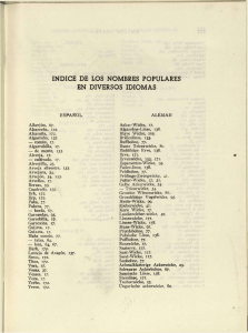 INDICE DE LOS NOMBRES POPULARES EN DIVERSOS IDIOMAS