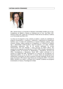 Dña. Antonia Garcia es Licenciada en Químicas especialidad