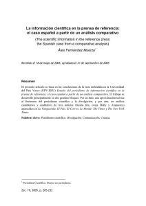 La información científica en la prensa de referencia: el caso español