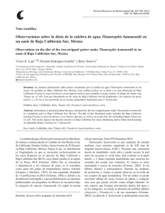 Observaciones sobre la dieta de la culebra de agua Thamnophis