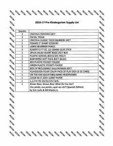 Page 1 2016-17 Pre-Kindergartem Supply List Louantity LLLL I 3