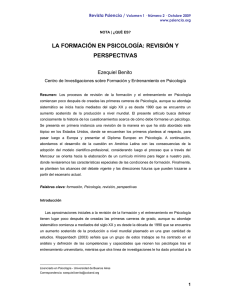 la formación en psicología: revisión y perspectivas