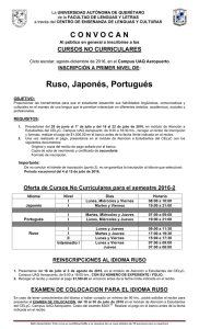 Ruso, Japonés, Portugués - Facultad de Lenguas y Letras