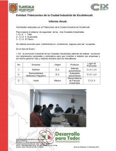 Entidad: Fideicomiso de la Ciudad Industrial de Xicohténcatl