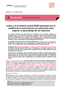 Ivàlua y la Fundació Jaume Bofill apuestan por el análisis de lo que