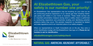 At Elizabethtown Gas, your safety is our number one priority!