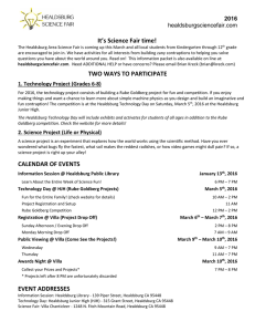 It`s Science Fair time! TWO WAYS TO PARTICIPATE CALENDAR OF