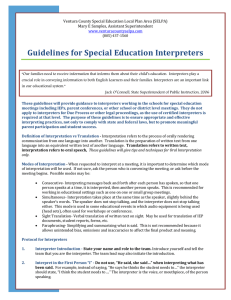Guidelines for Special Education Interpreters