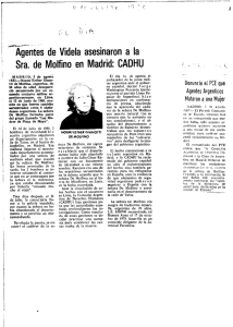 Agentes de Videla asesinaron a la Sra. de Molfino en Madrid: CADHU