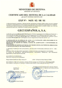 ministerio de defensa ministry of defence certificado del sistema de