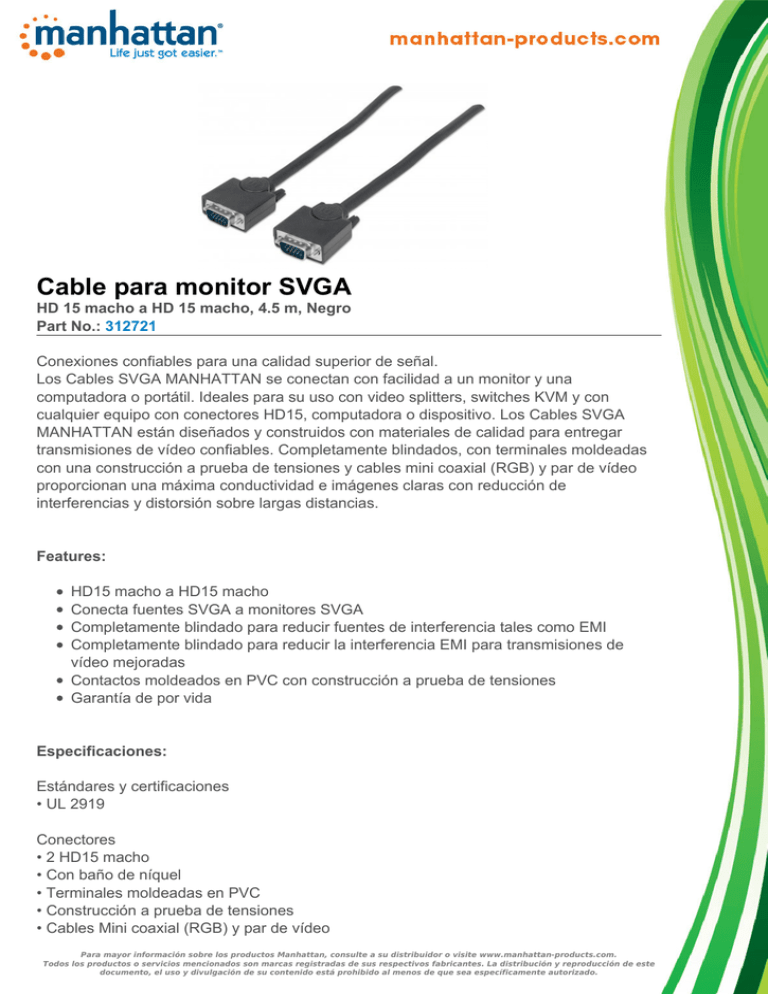 Triple Shielded SVGA Monitor Cable - Male To Male With Ferrite Core Vga ...