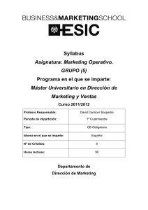 Syllabus Asignatura: Marketing Operativo. GRUPO (5)