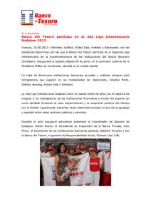 Banco del Tesoro participa en 2da Liga Interbancaria Sudeban 2013