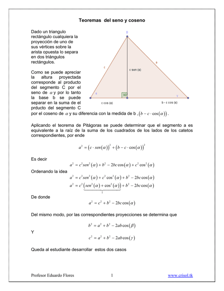 Teoremas Del Seno Y Coseno