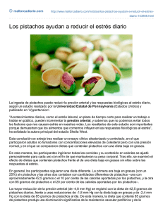 Los pistachos ayudan a reducir el estrés diario