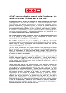 CCOO convoca huelga general en la Enseñanza y las