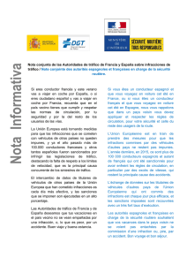 Nota conjunta de las Autoridades de tráfico de Francia y España