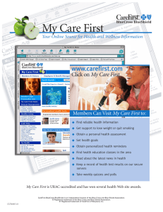 My Care First Your Online Source for Health and