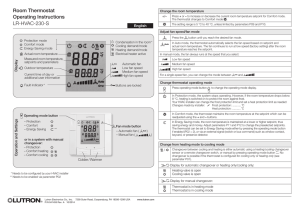 Room Thermostat Operating Instructions (041459)