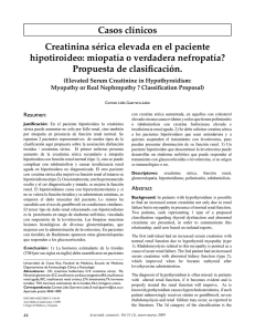 Casos clínicos Creatinina sérica elevada en el paciente hipotiroideo