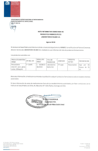 NOTA INFORMATIVA SOBRE ROBO de Productos farmacéuticos