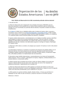 Perú: Misión de Observación de la OEA recomienda profunda