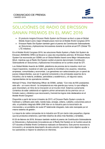 Soluciónes de radio de Ericsson ganan premios en el MWC 2016