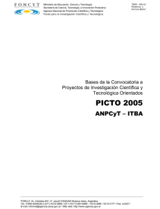 Bases PICTO 2005 ITBA () - Agencia Nacional de Promoción