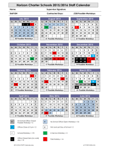 School Calendar - Horizon Charter Schools