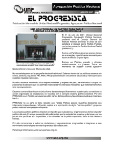 Agrupación Política Nacional - UNIDAD NACIONAL PROGRESISTA