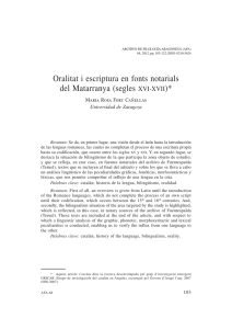 Oralitat i escriptura en fonts notarials del Matarranya (segles XVI