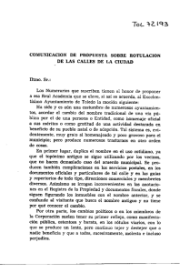 comunicacion de propuesta sobre rotulacion de las calles de la ciudad