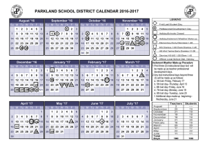 PARKLAND SCHOOL DISTRICT CALENDAR 2016-2017