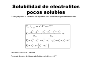 Solubilidad de electrolitos pocos solubles