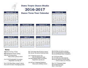 Dawn Troyer Dance Studio Dance Term Year Calendar