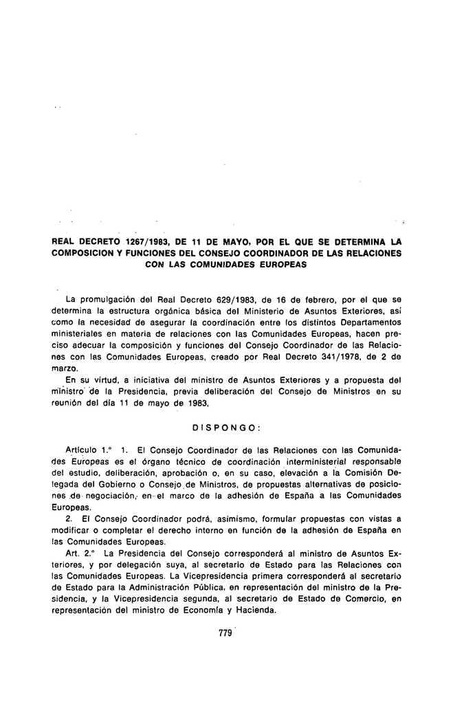 Real Decreto Por El Que Se Determina La Composición Y Funciones