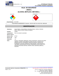 HOJA DE SEGURIDAD ALCOHOL METILICO ( METANOL ) ( MSDS